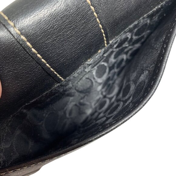 Coach Black Leather Bifold Wallet Snap Closure L Zip Coin Slot Bills Cards - Picture 7 of 7